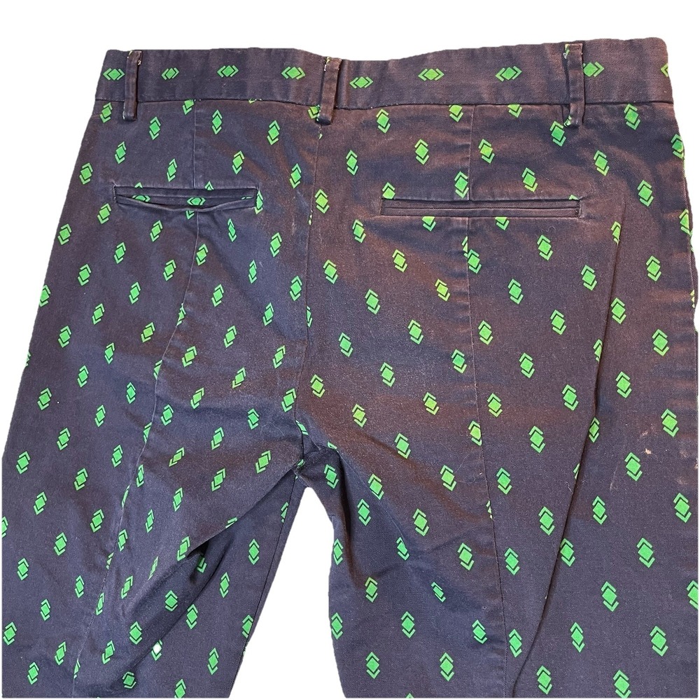 GAP Printed Slim Crop Chino Pants Navy Blue Green Mid Rise Career Office Women 6 - Picture 8 of 10